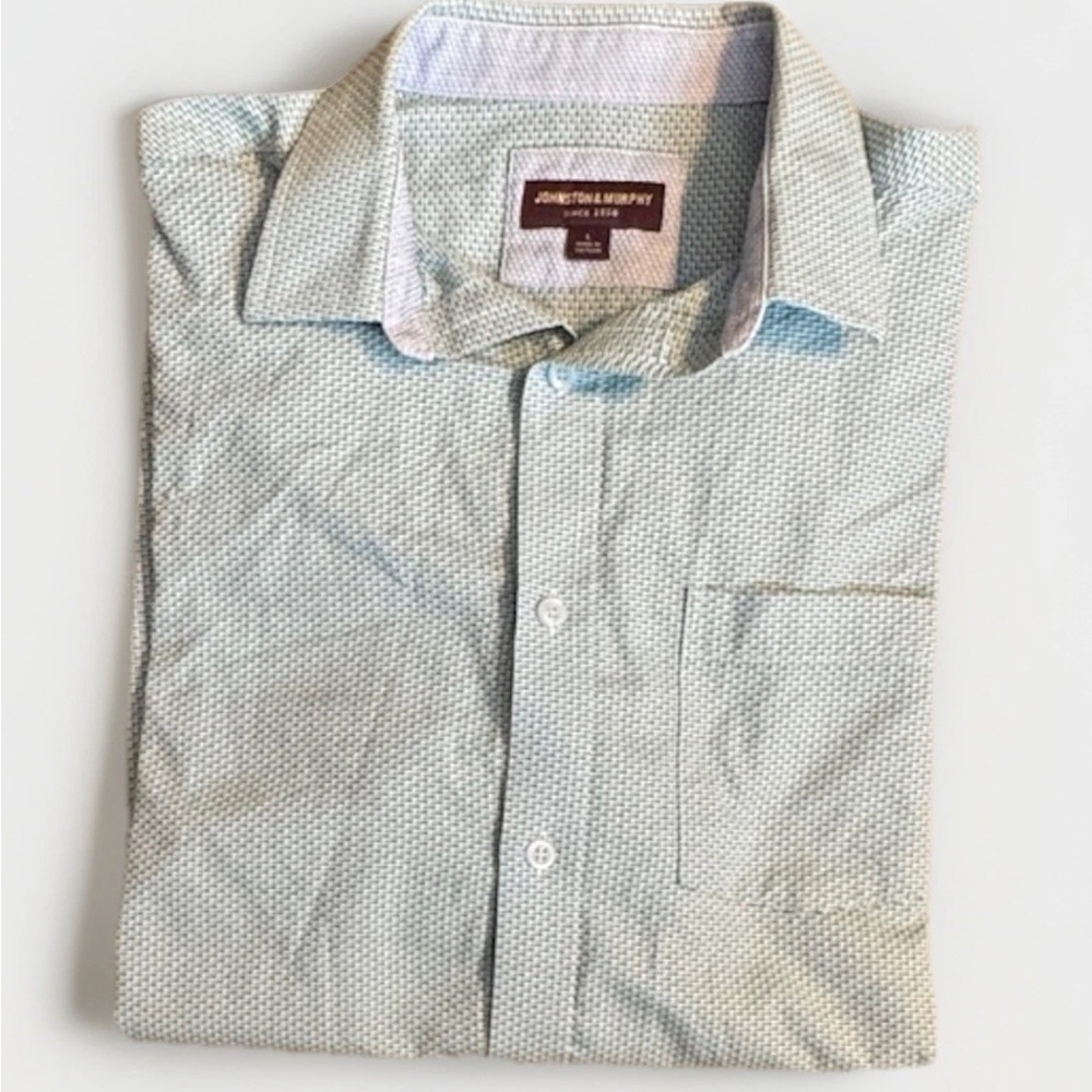 (L) JOHNSTON & MURPHY Beautifully Made Tightly Woven Long Sleeve Button Down